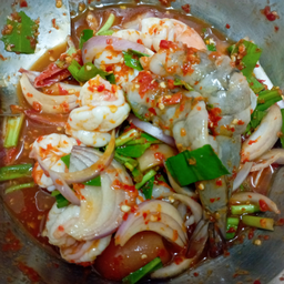 ยำกุ้งสด+กุ้งสุก