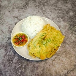 ข้าวไข่เจียว.ชะอม