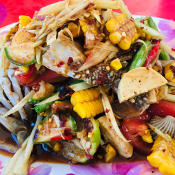 ส้มตำ ทะเล (กุ้ง-หมึก-หอยดอง)