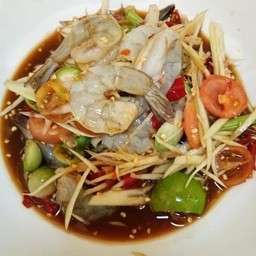 ตำมะละกอปลาร้า.กุ้งสด