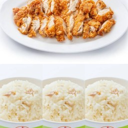 ไก่ทอดเปล่าไซส์ L 1 ที + ข้าวมันเปล่า 3 ห่อ