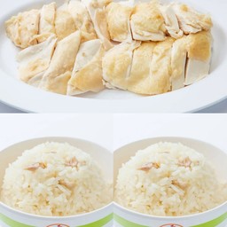 ไก่ต้มเปล่าไซส์ M 1 ที + ข้าวมันเปล่า 2 ห่อ