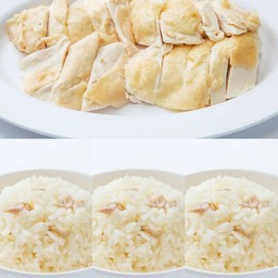 ไก่ต้มเปล่าไซส์ L 1 ที + ข้าวมันเปล่า 3 ห่อ
