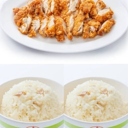 ไก่ทอดเปล่าไซส์ M 1 ที + ข้าวมันเปล่า 2 ห่อ
