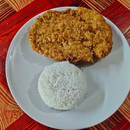 ไก่ทอดสอดไส้ชีส+ข้าวเปล่า