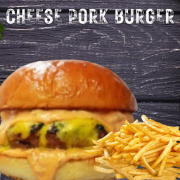 แฮมเบอร์เกอร์หมู +ชีส (Cheese Pork Burger)