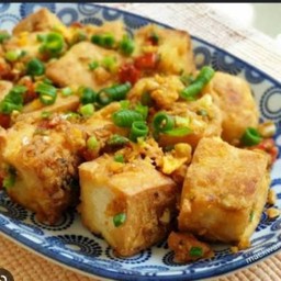 เต่าหู้ครัวพริกเกลื่อมังสวิรัติกับขัาว