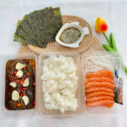 ชุดจับคู่ สุดคุ้ม (กุ้งดอง6ตัว+ข้าว+ซาชิมิ130กรัม)