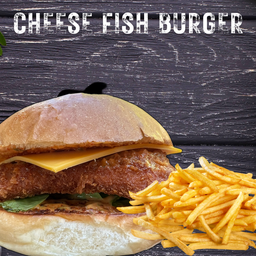 แฮมเบอร์เกอร์ปลา + ชีส (Cheese Fish Burger)