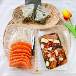 แซลมอนดอง6ชิ้น+แซลมอนซาชิมิ130กรัม