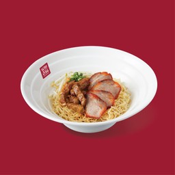 บะหมี่แห้ง 2 หมู (หมูแดง + หมูบะเต็ง)
