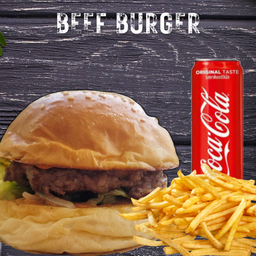 [อร่อยซ่ากับโค้ก] แฮมเบอร์เกอร์เนื้อไทยวากิว +  โค้ก (กระป๋อง)