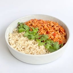 น้ำพริกอ่อง plant based ไร้น้ำมัน +ข้าวกล้อง (VEGAN )