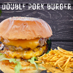 แฮมเบอร์เกอร์หมู 2 ชั้น + ชีส (Double Cheese Pork Burger)