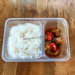 ข้าวราดแกง 1 อย่าง(ใส่กล่อง)