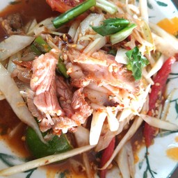 ตำซั่วเส้นเล็กหมูสดหมูยอน้ำปลาร้าเด็ดๆ