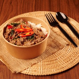 ผัดกะเพราราดข้าว