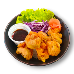 ข้าวหน้าไก่ทอดคาราเกะ(ฟรีซุป)