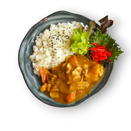 ข้าวหน้าแกงกะหรี่ไก่(ฟรีซุป)