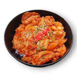 ข้าวหน้าหมู ผัดกิมจิ(ฟรีซุป)