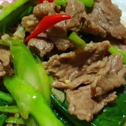 ผัดคะน้าเนื้อน้ำมันหอย