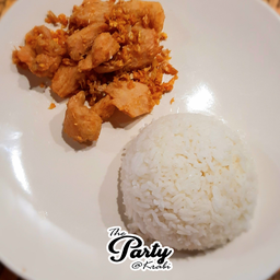 ข้าวราดไก่ทอดกระเทียมพริกไทย