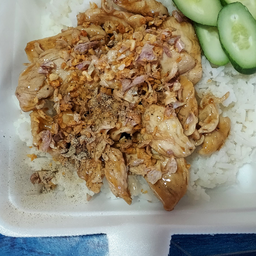 ทอดกระเทียมราดข้าวหมู,ไก่,หมึก(พิเศษ) ระบุเนื้อสัตว์