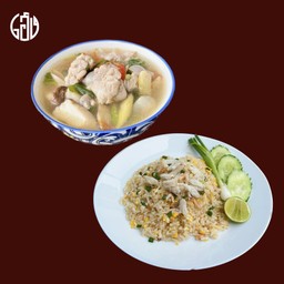 [อร่อยซ่ากับโค้ก] ข้าวผัดปู+ ต้มยำไก่น้ำใส +  โค้ก ไม่มีน้ำตาล (กระป๋อง)