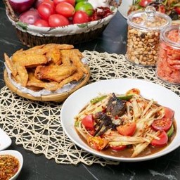 Setคุ้ม1ขนมจีน+ตำปูปลาร้า+ปีกกลางไก่ทอด6ชิ้น