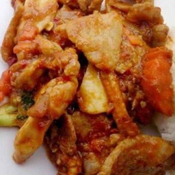 ผัดพริกเผาหมูราดข้าว