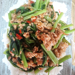 ผัดผักบุ้งหมูสับ