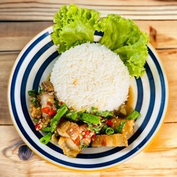 ข้าวกระเพราหมูกรอบ