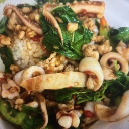 ข้าวกระเพราปลาหมึก