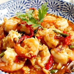 กุ้งผัดพริกขี้หนูสวน (กับข้าว)