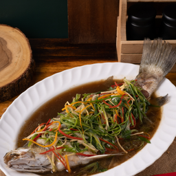 ปลากะพงนึ่งซีอิ๊ว(ตัว)