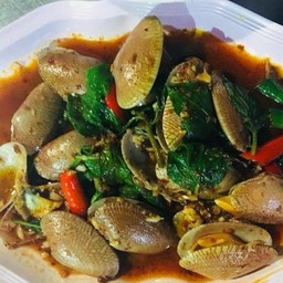 หอยลายผัดน้ำ พริกเผา