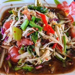 ตำซั่ว ผักลวก ผักสด