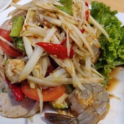 ตำลาวหมูยอกุ้งสด