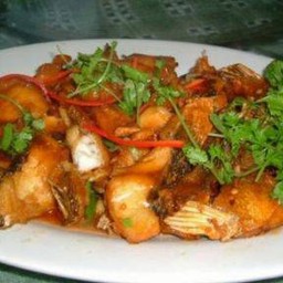 (เดิม)  红烧鱼块/เนื้อปลากระพงน้ำแดง