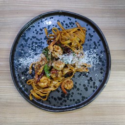 พาสต้าผัดพริกแห้งกระเทียมกุ้ง - Pasta Shrimp Aglio E Olio