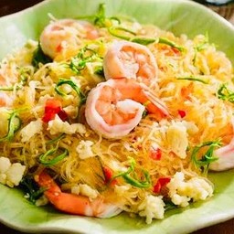 ผัดวุ้นเส้นชะอมกุ้งสด
