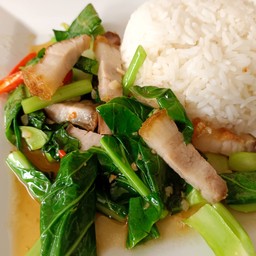 คะน้าหมูกรอบราดข้าว