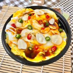 ข้าวหน้าไข่ข้น+พริกกับกระเทียม