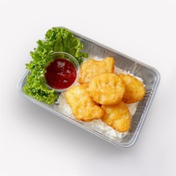 ข้าว+นักเก็ตไก่ทอด