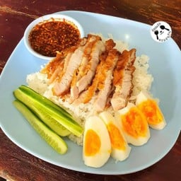 ข้าวหมูทอดสุดแซ่บ+ไข่ต้ม