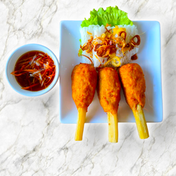 กุ้งพันอ้อยพร้อมเส้นหมี่
