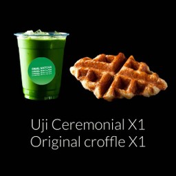 Set4 Uji Ceremonial milk cold whisk lv.1 + Original croffle with honey