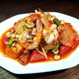 ส้มตำกิมจิกุ้งลวก