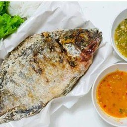 เมี่ยงปลานิล+ต้มแซ่บกระดูกอ่อน+คอหมูย่างฟรีตำข้าวโพด