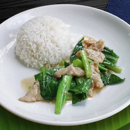 คะน้า น้ำมันหอยราดข้าว